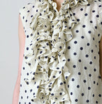 Gauze Polka Dots Print Frill Sleeveless Top