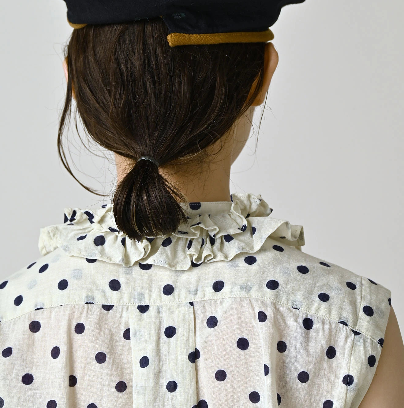 Gauze Polka Dots Print Frill Sleeveless Top