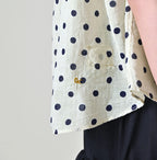 Gauze Polka Dots Print Frill Sleeveless Top