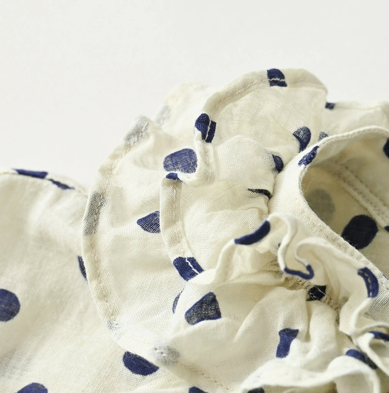 Gauze Polka Dots Print Frill Sleeveless Top
