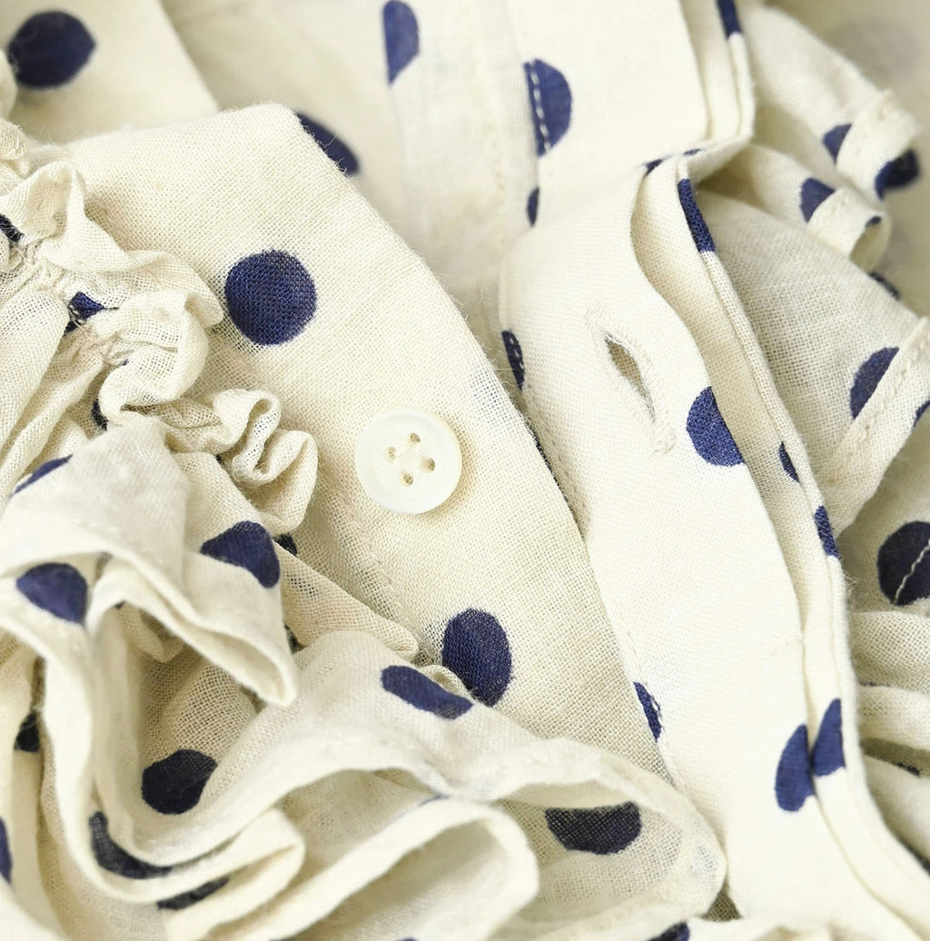 Gauze Polka Dots Print Frill Sleeveless Top