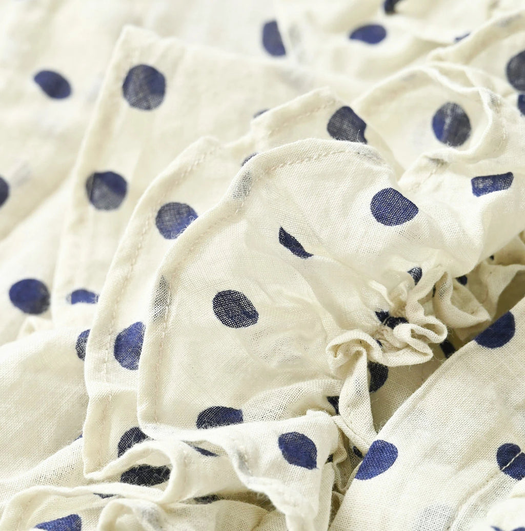 Gauze Polka Dots Print Frill Sleeveless Top