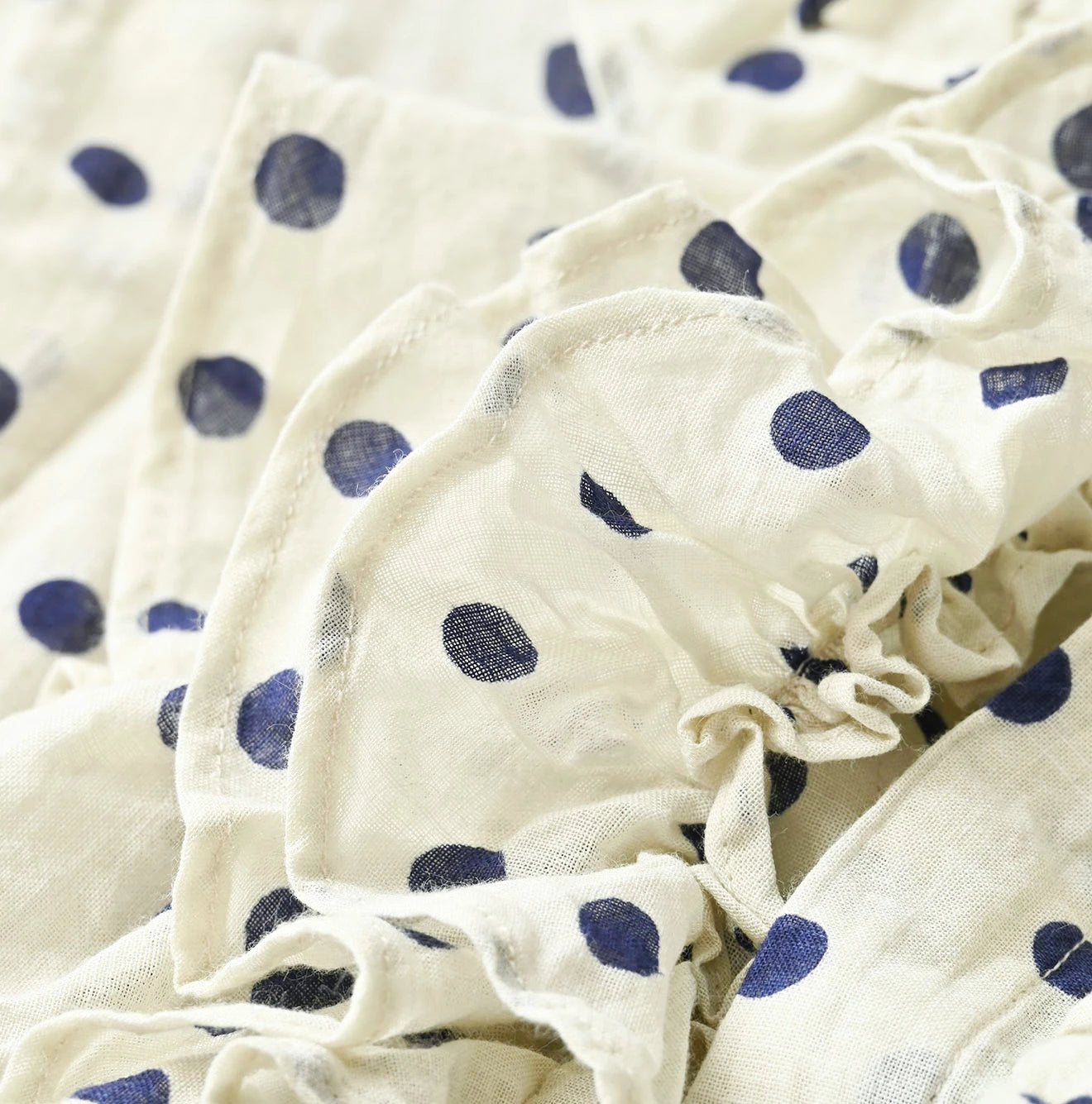Gauze Polka Dots Print Frill Sleeveless Top