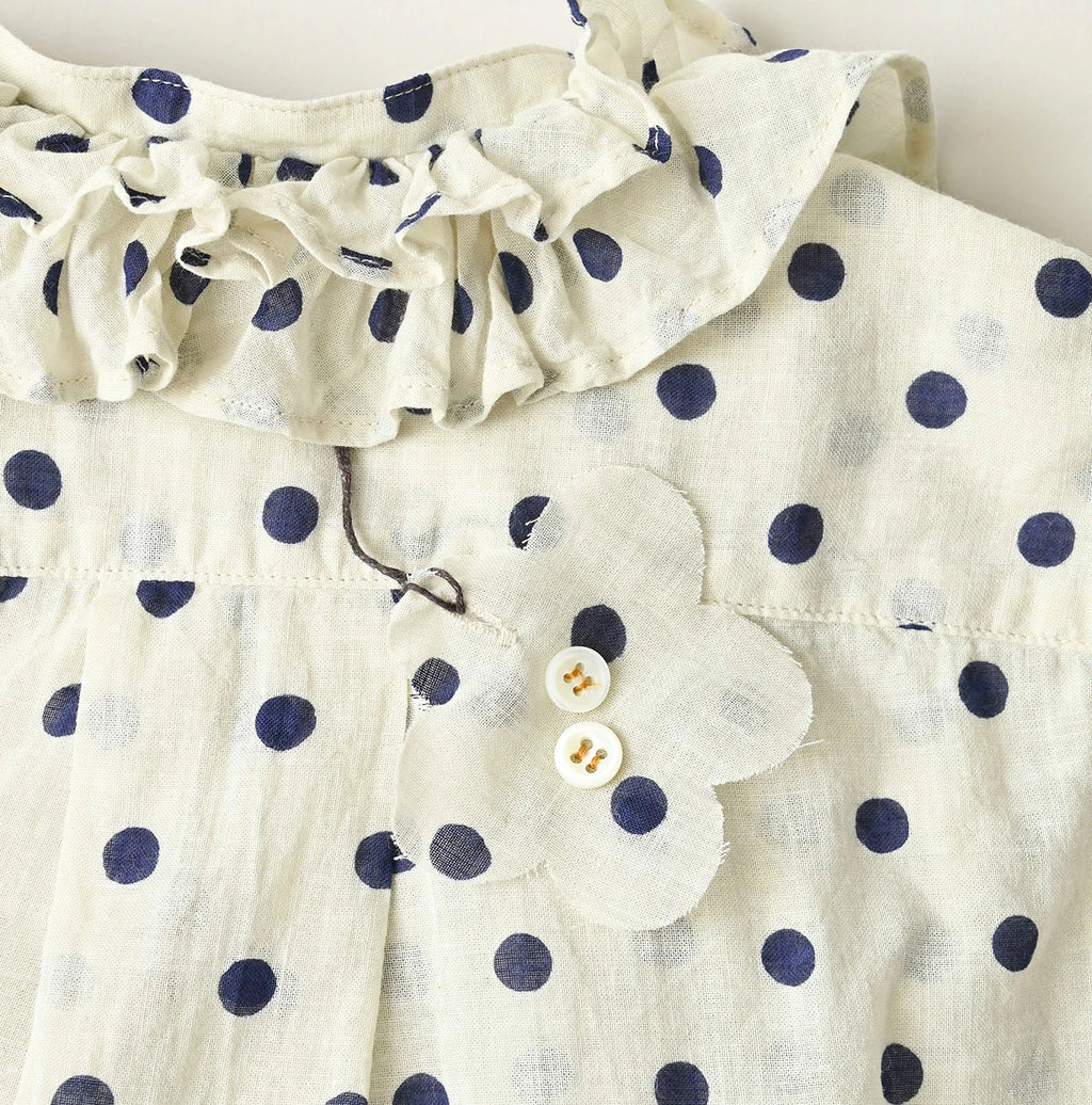 Gauze Polka Dots Print Frill Sleeveless Top