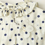 Gauze Polka Dots Print Frill Sleeveless Top