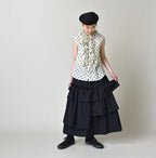 Gauze Polka Dots Print Frill Sleeveless Top