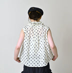 Gauze Polka Dots Print Frill Sleeveless Top