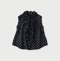 Indigo Gauze Polka Dots Print Frill Sleeveless Top