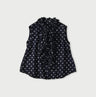 Indigo Gauze Polka Dots Print Frill Sleeveless Top