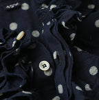Indigo Gauze Polka Dots Print Frill Sleeveless Top