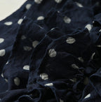 Indigo Gauze Polka Dots Print Frill Sleeveless Top