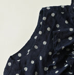 Indigo Gauze Polka Dots Print Frill Sleeveless Top