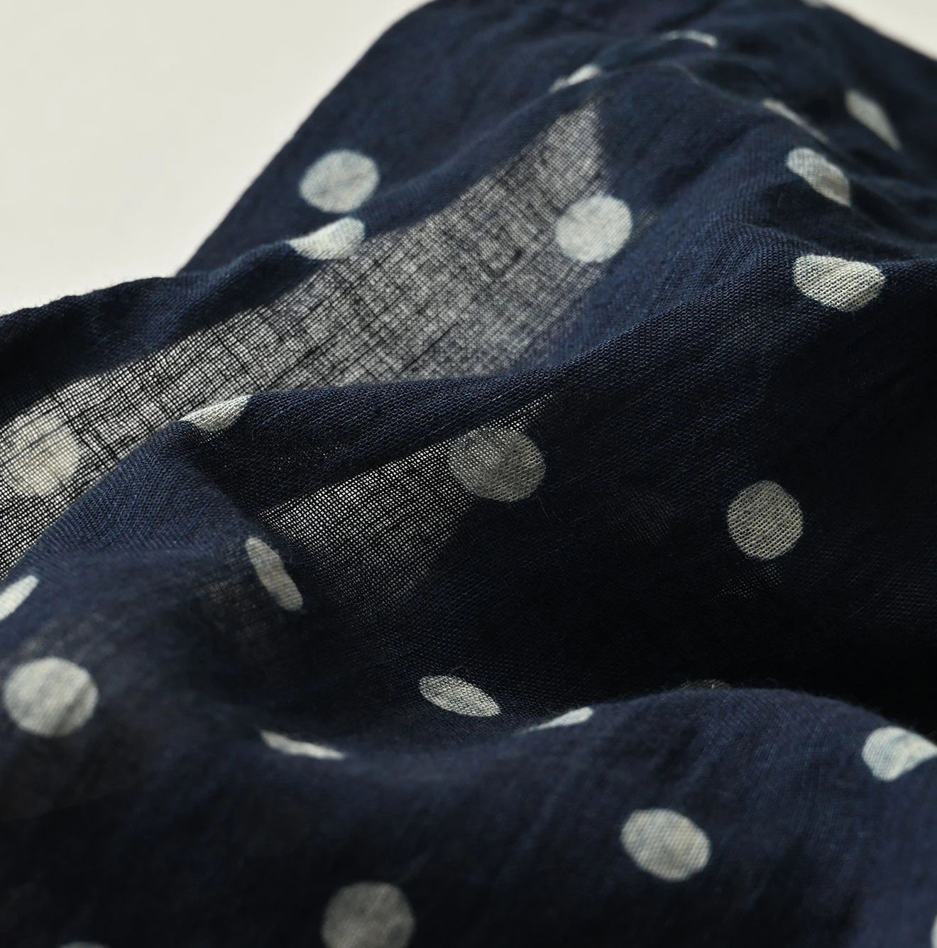 Indigo Gauze Polka Dots Print Frill Sleeveless Top