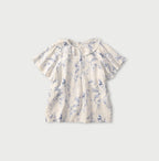 Linen Breezy Campanula Print Tuck Collar Blouse