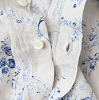 Linen Breezy Campanula Print Tuck Collar Blouse