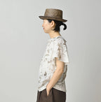 Linen Breezy Campanula Print Tuck Collar Blouse