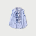 Broadcloth Mix Frill Sleeveless Top