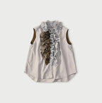 Broadcloth Mix Frill Sleeveless Top