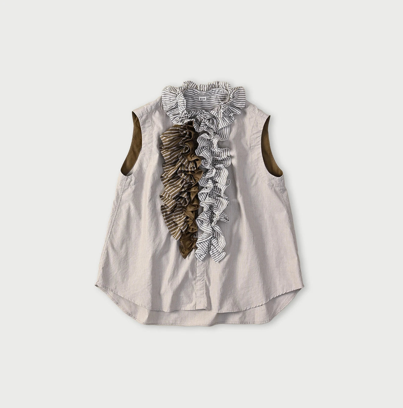 Broadcloth Mix Frill Sleeveless Top