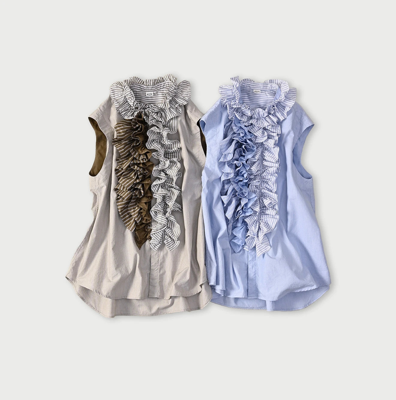 Broadcloth Mix Frill Sleeveless Top