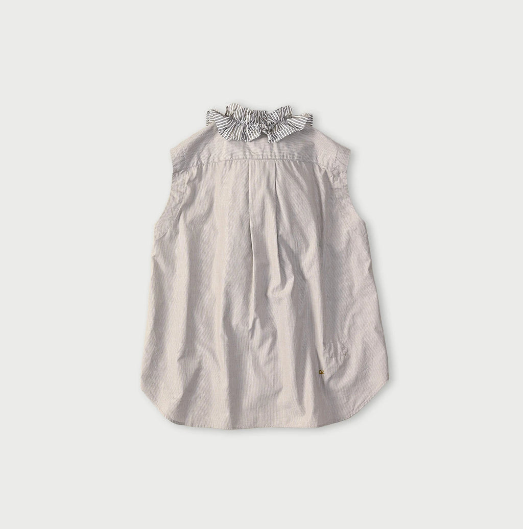 Broadcloth Mix Frill Sleeveless Top