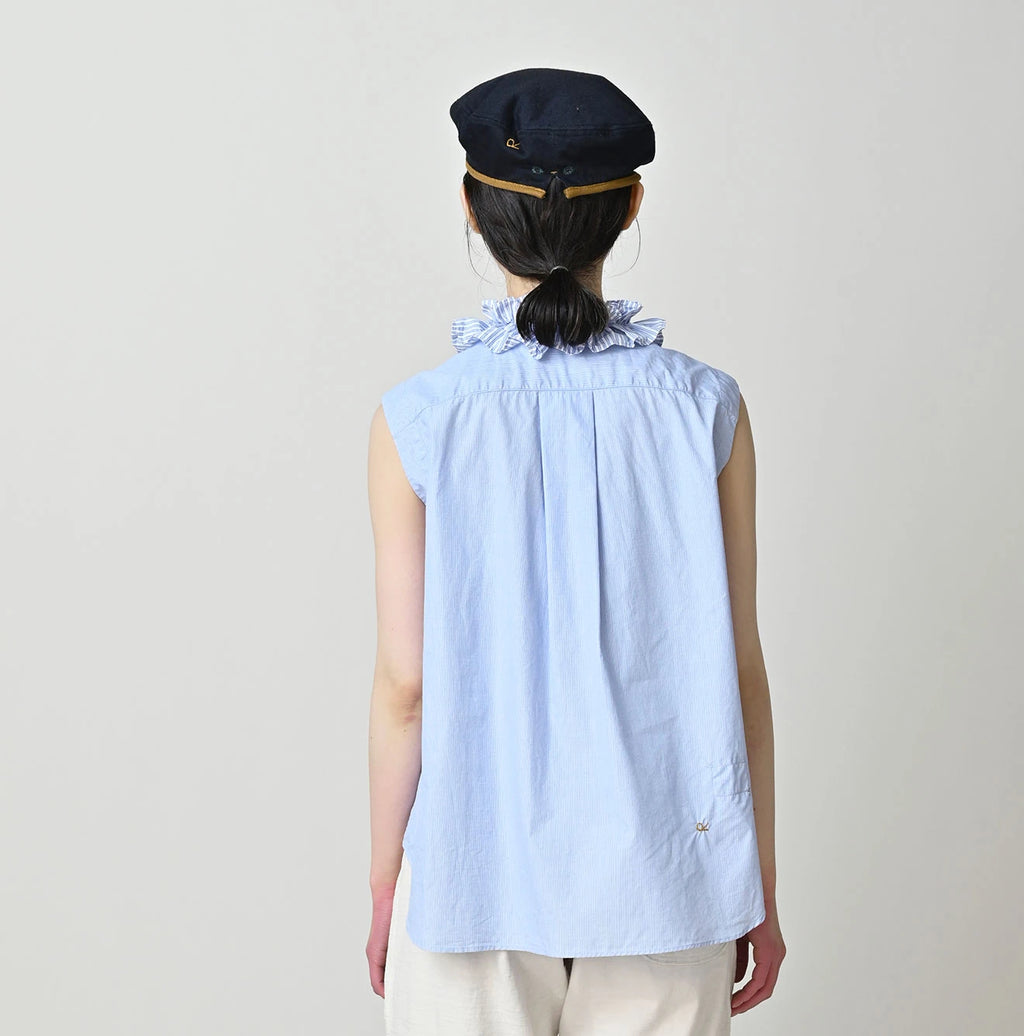 Broadcloth Mix Frill Sleeveless Top