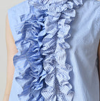Broadcloth Mix Frill Sleeveless Top