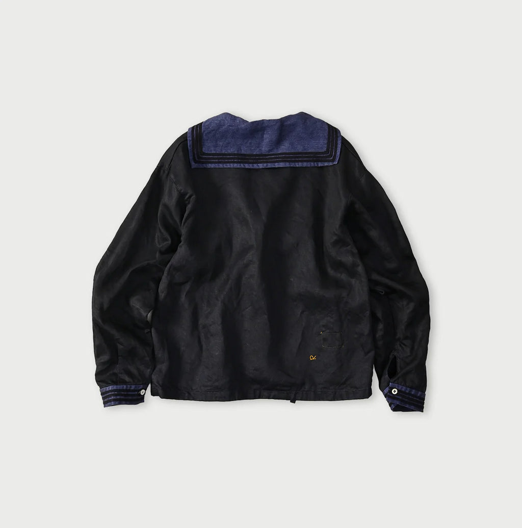 Indigo Linen Sateen Sailor Blouse