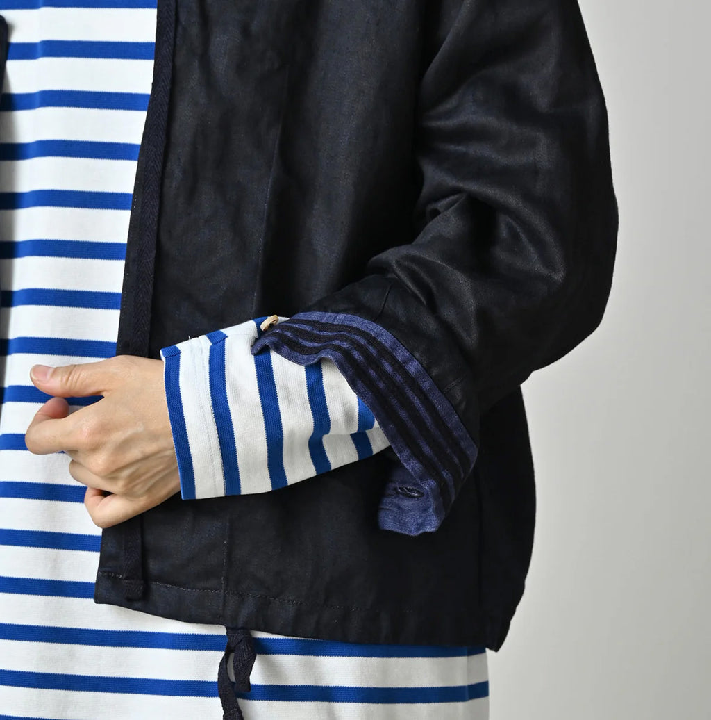 Indigo Linen Sateen Sailor Blouse