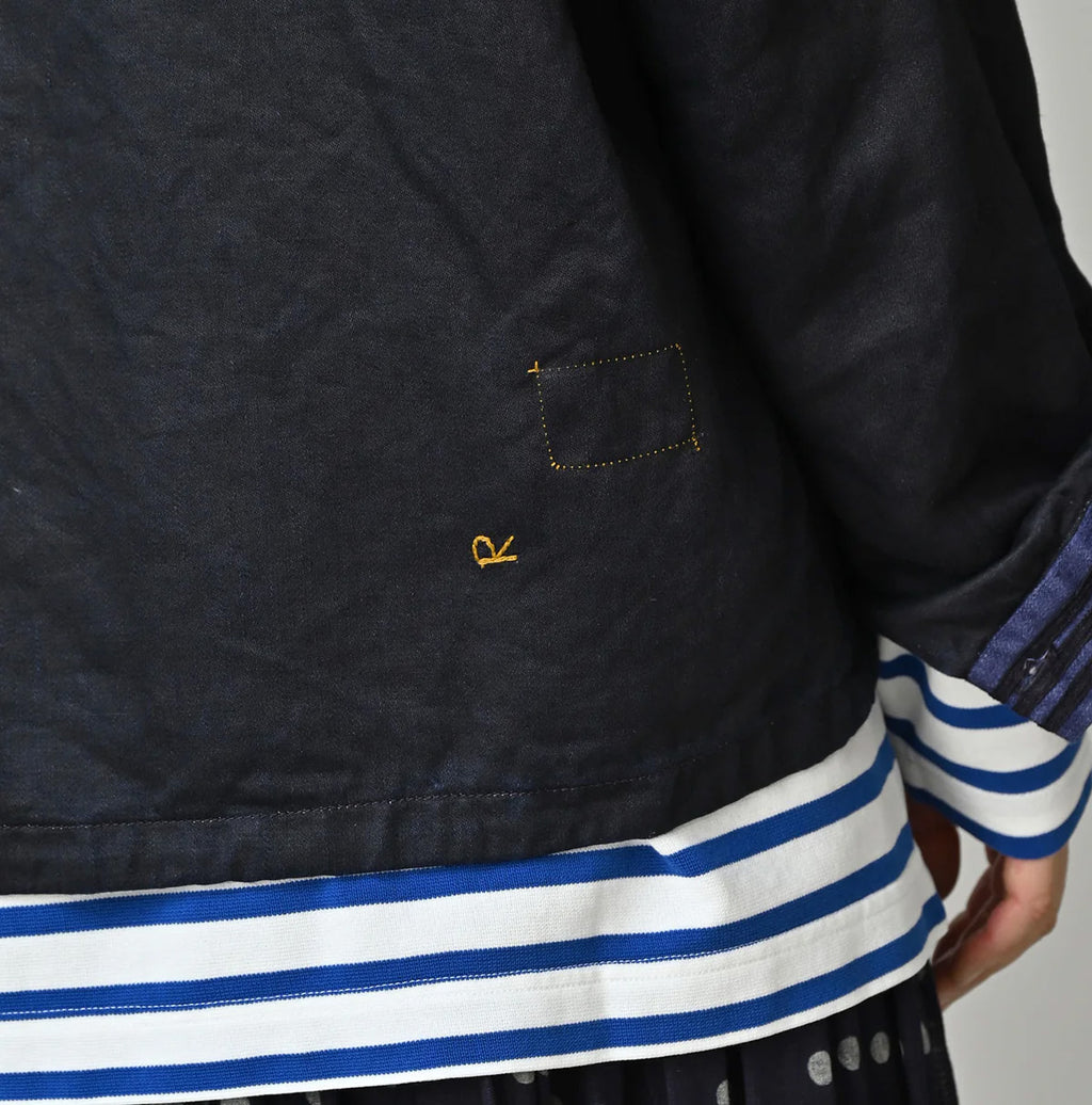 Indigo Linen Sateen Sailor Blouse