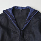 Indigo Linen Sateen Sailor Blouse