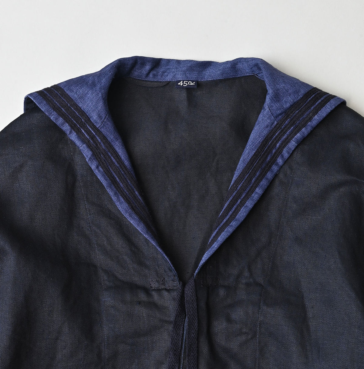 Indigo Linen Sateen Sailor Blouse