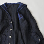 Indigo Linen Sateen Sailor Blouse