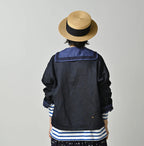 Indigo Linen Sateen Sailor Blouse