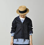 Indigo Linen Sateen Sailor Blouse
