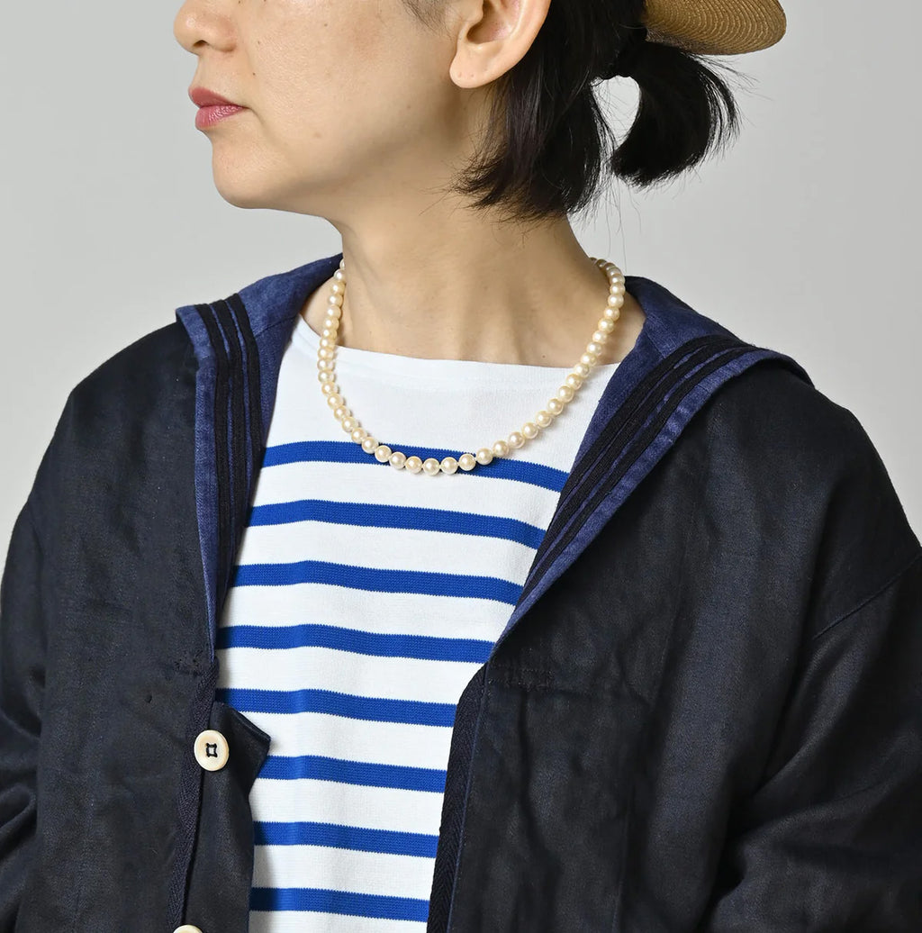 Indigo Linen Sateen Sailor Blouse