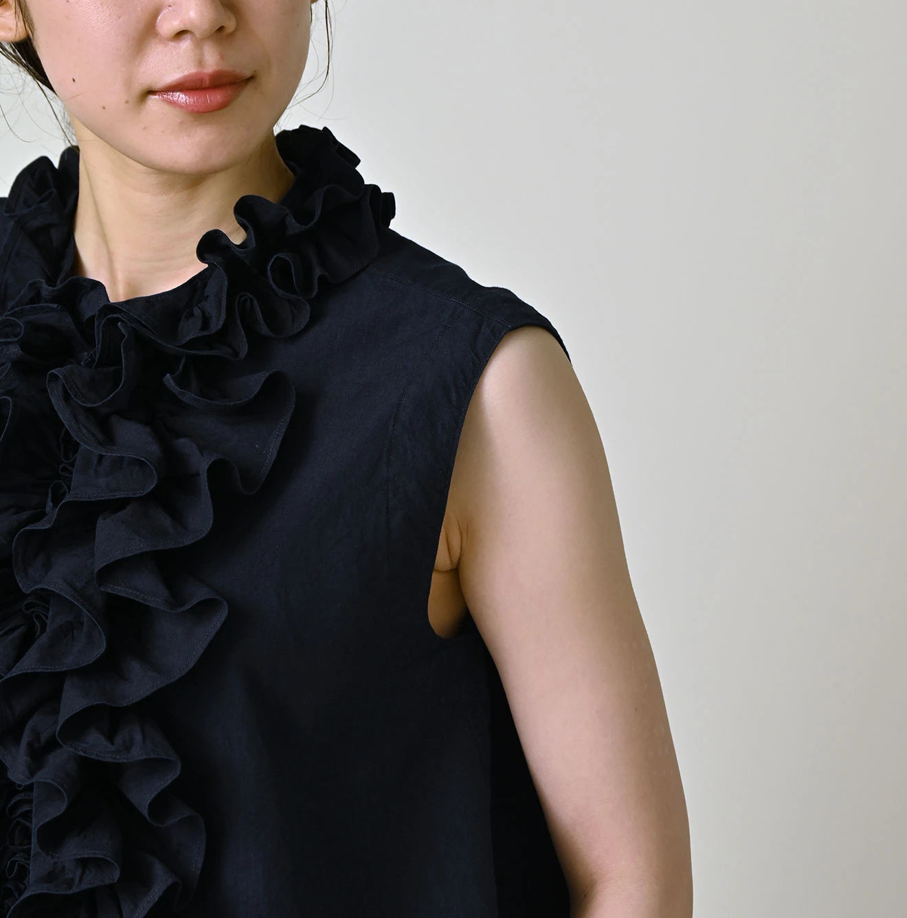Indigo Batiste Frill Sleeveless Shirt