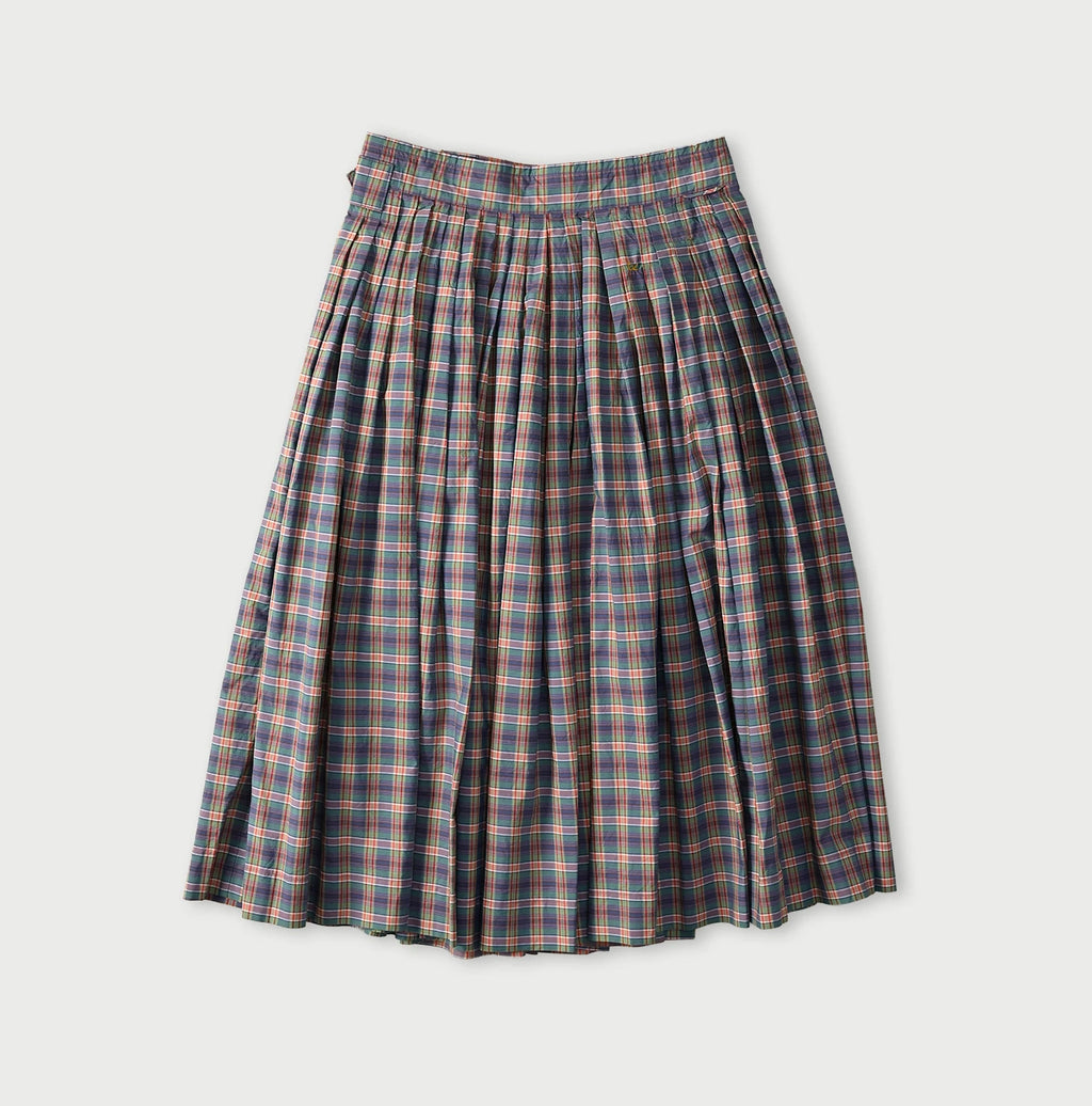 Broad Madras Check Tuck Wrap Skirt