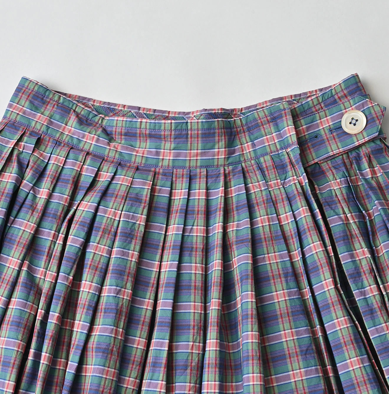 Broad Madras Check Tuck Wrap Skirt