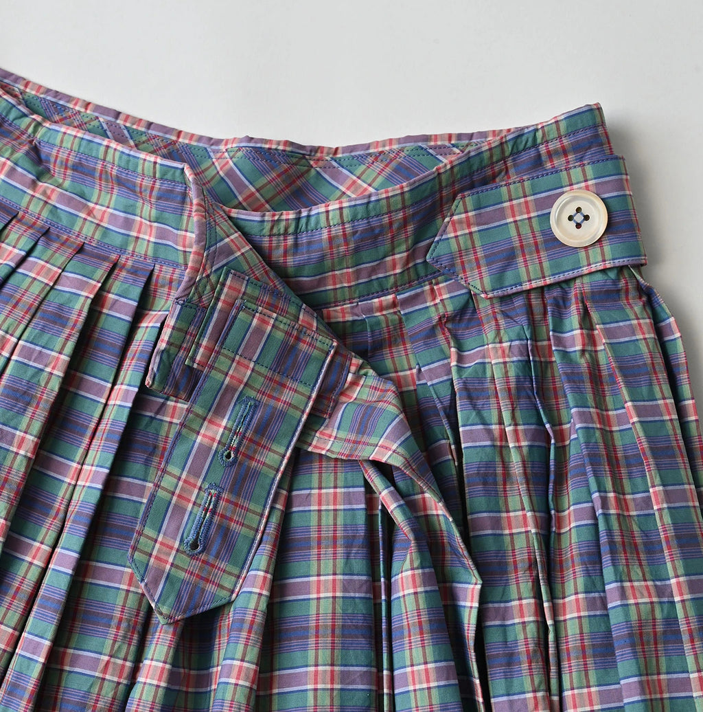 Broad Madras Check Tuck Wrap Skirt