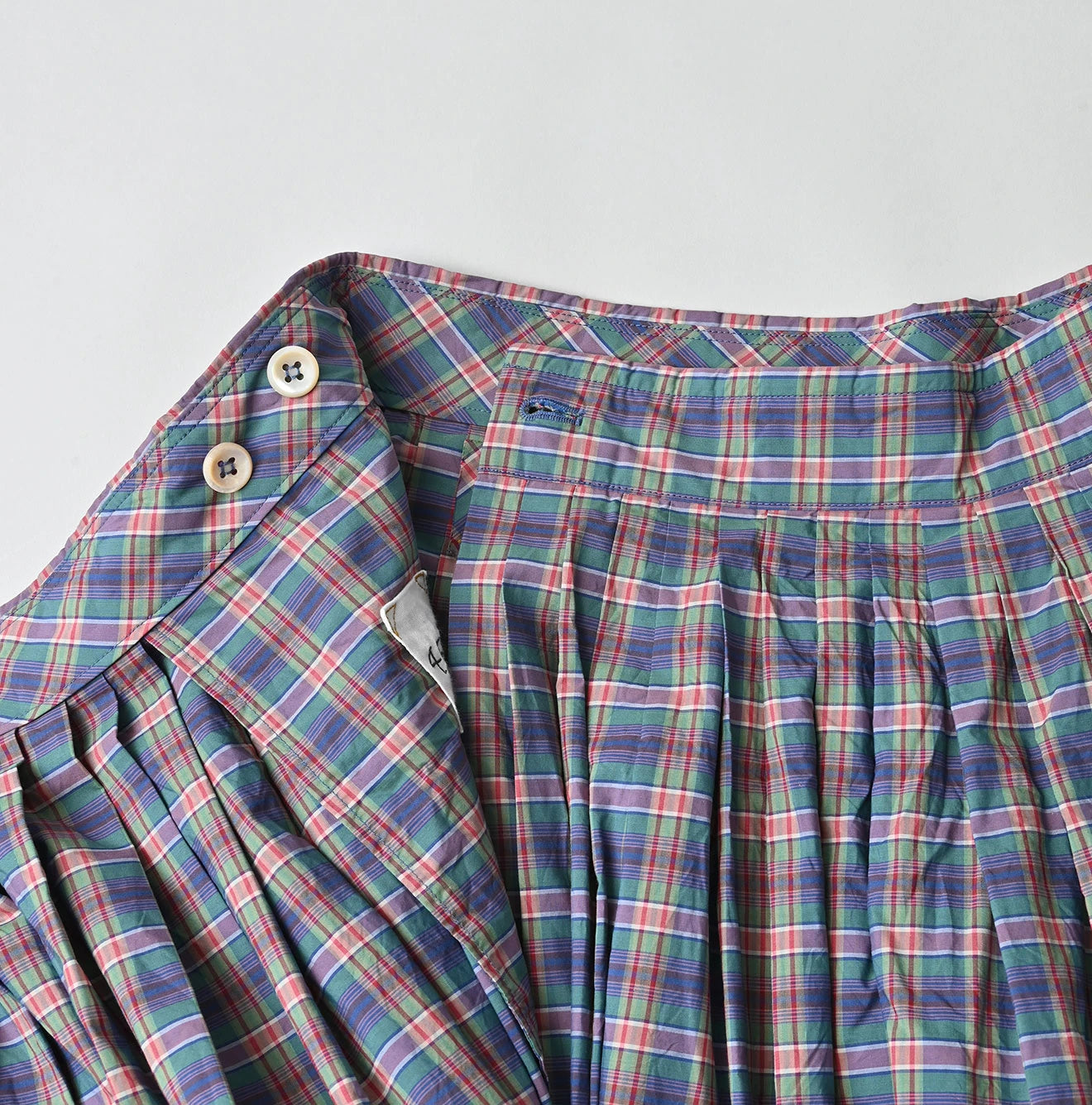 Broad Madras Check Tuck Wrap Skirt