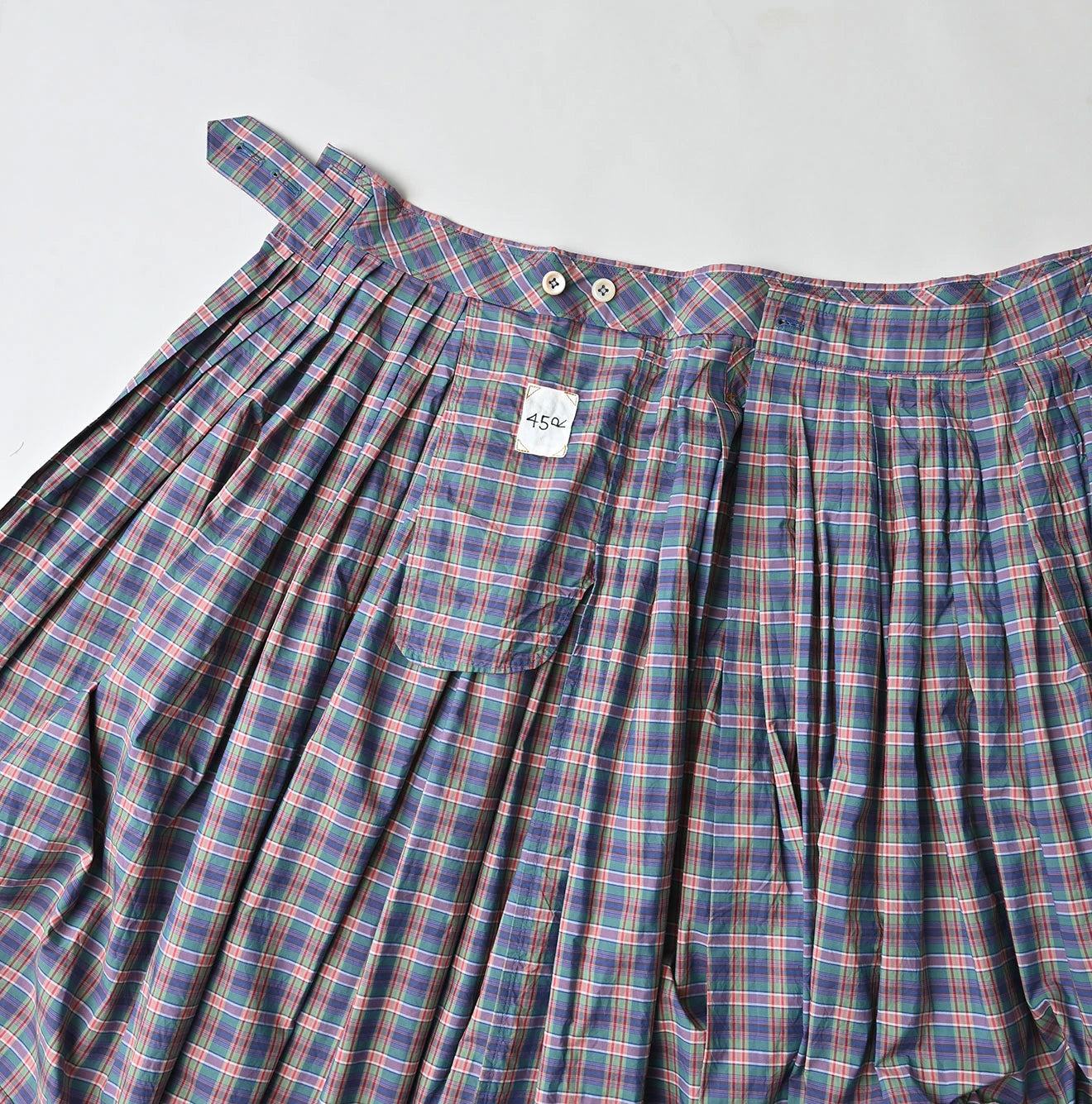 Broad Madras Check Tuck Wrap Skirt