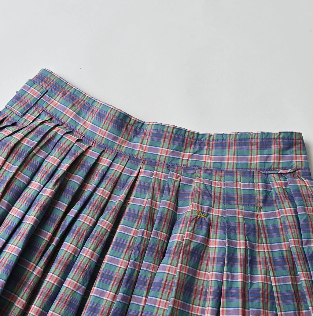 Broad Madras Check Tuck Wrap Skirt