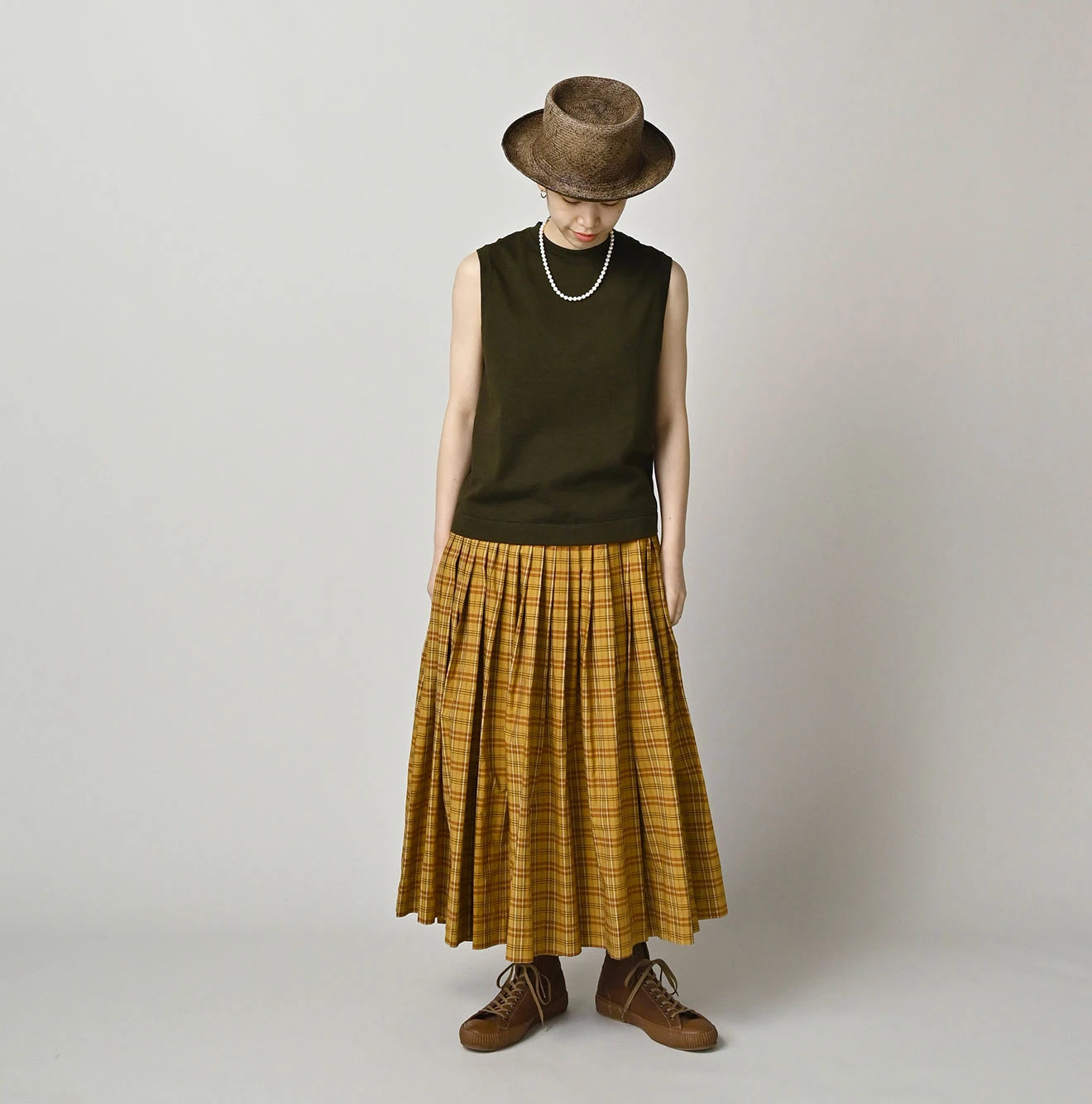 Broad Madras Check Tuck Wrap Skirt