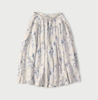 Linen Breezy Campanula Print Easy Gather Kushukushu Skirt