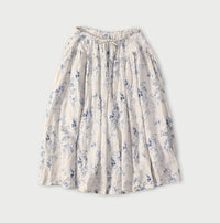Linen Breezy Campanula Print Easy Gather Kushukushu Skirt