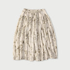 Linen Breezy Campanula Print Easy Gather Kushukushu Skirt