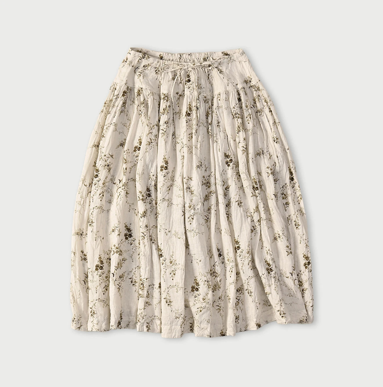 Linen Breezy Campanula Print Easy Gather Kushukushu Skirt