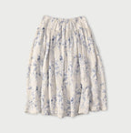 Linen Breezy Campanula Print Easy Gather Kushukushu Skirt
