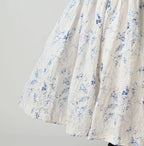 Linen Breezy Campanula Print Easy Gather Kushukushu Skirt
